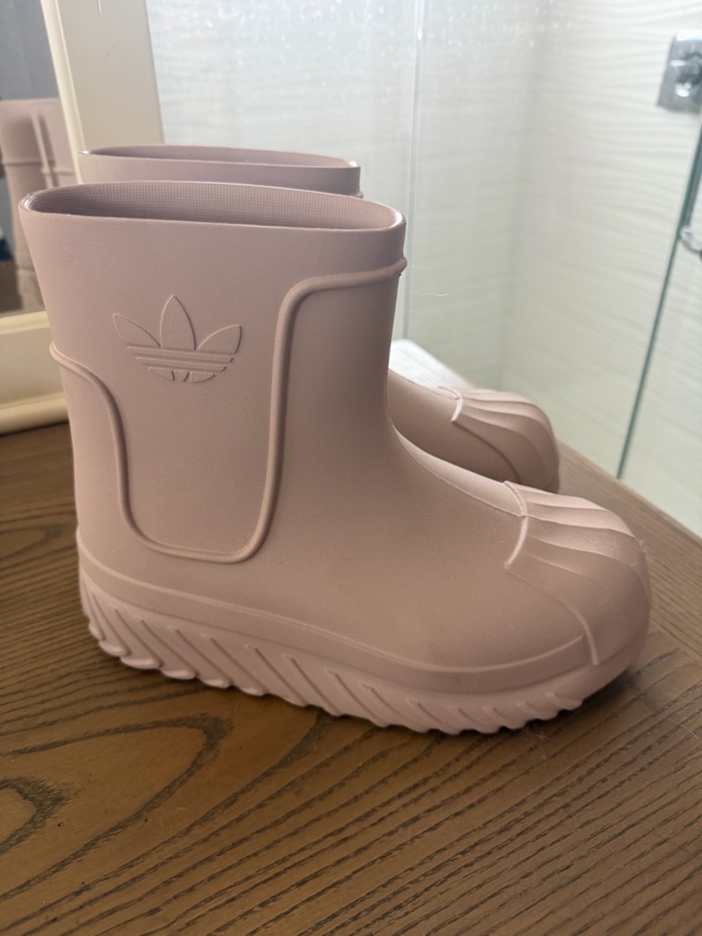 Adidas Pink/Taupe Rubber Rain Boots